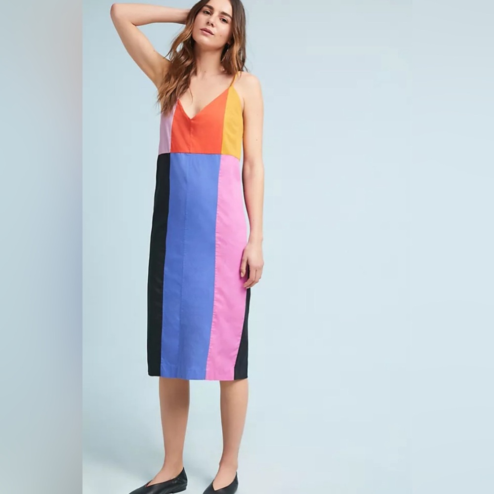 Mara Hoffman Colorblock Midi Dress - Orange, Blue, Pink, Black